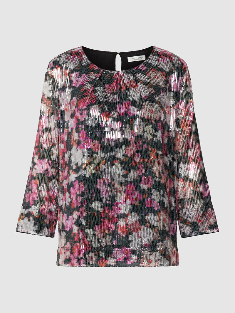Bluse mit floralem Allover-Print in black
