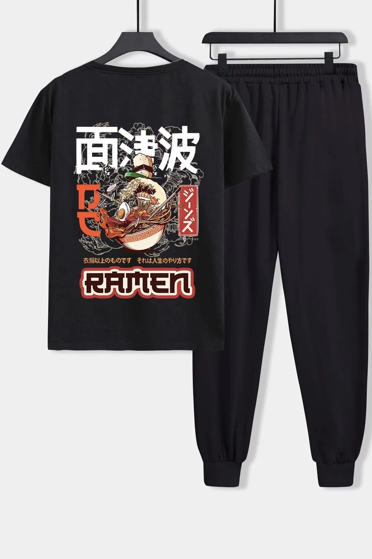 uyguntarz  Zweiteiliges Unisex-Trainingsanzug-Set mit Ramen-Aufdruck