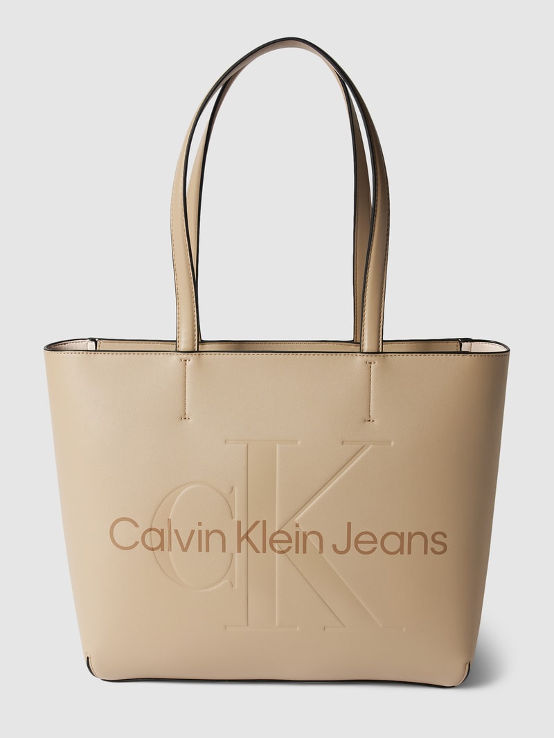 Shopper mit Label-Print Modell 'SHOPPER29' in sand