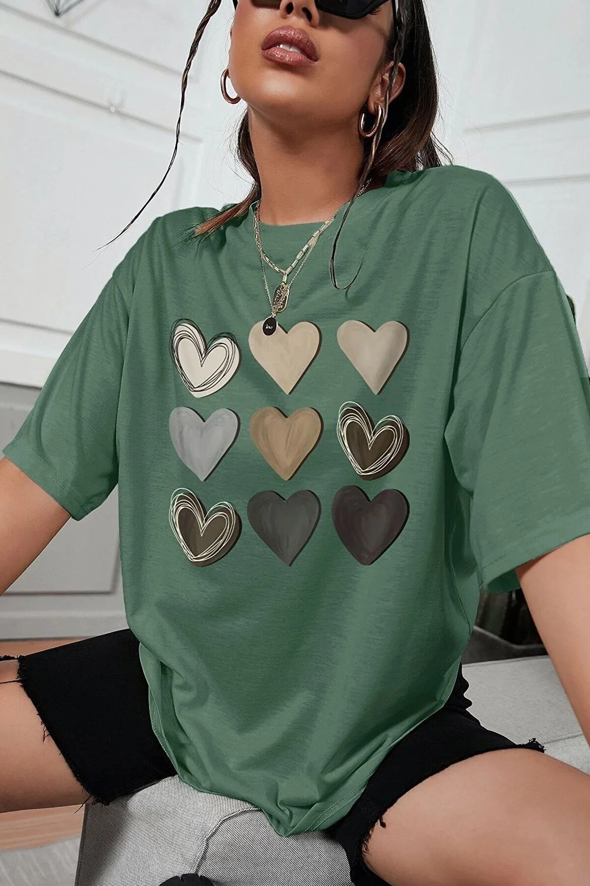 uyguntarz  Unisex-T-Shirt mit Herz-Aufdruck