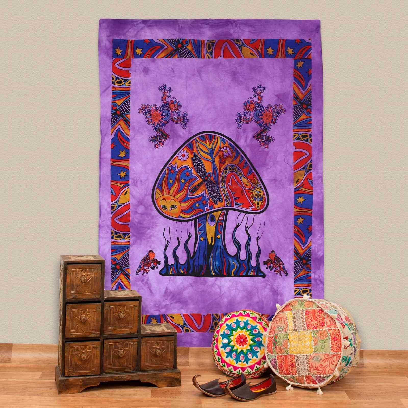 Wandteppich Magic Mushrooms Poster Wandbehangchedelic Dekotuch ca 210x140cm, KUNST UND MAGIE
