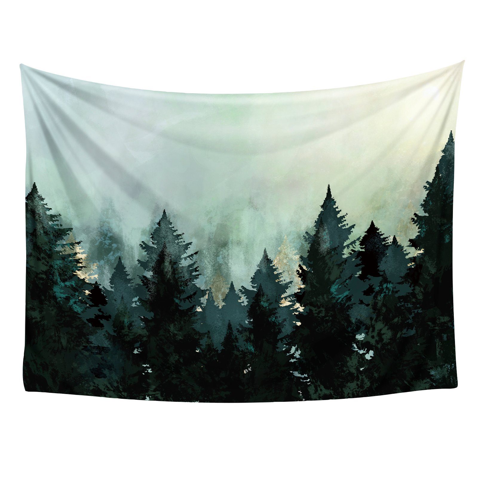 Wandteppich Wald Wandteppich, vers. Größen, Wandbehang mit Tannen, Natur Tapiss, GalaxyCat, rechteckig, Höhe: 1300 mm, Wandbehang mit Wald im Nebel