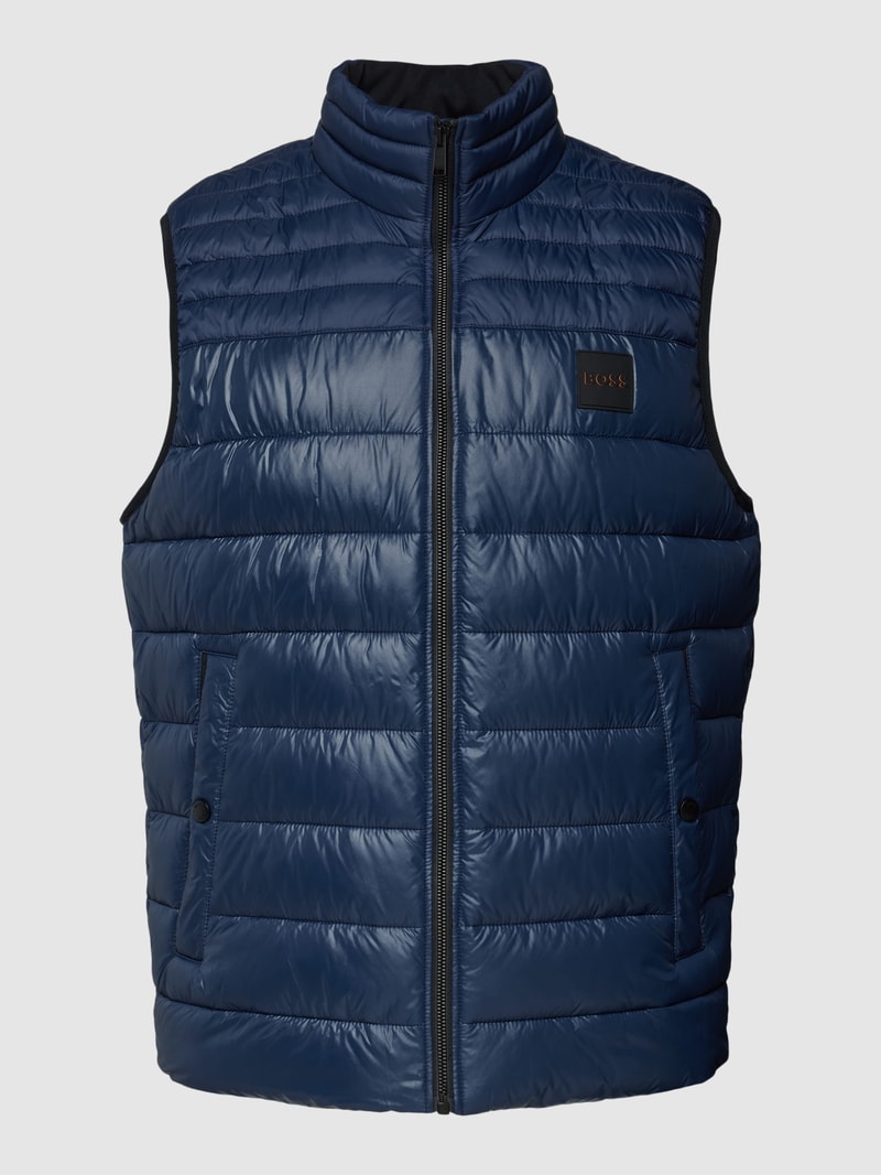 Steppweste mit Label-Patch Modell 'Odeno' in marineblau