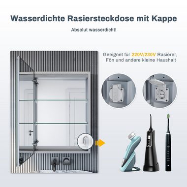 SONNI Spiegelschrank Bad Badezimmer Spiegelschrank mit LED Beleuchtung Aluminum