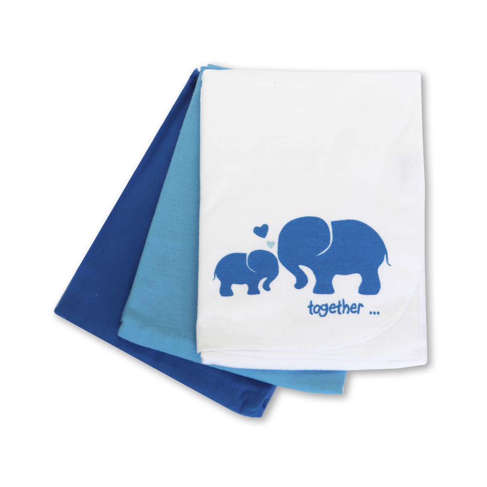 Moltonwindeln Elefant blau 3-teilig