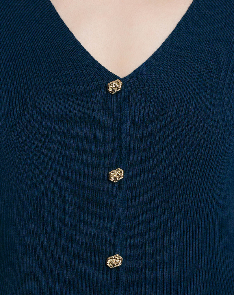 CARDIGAN CEINTRÉ CÔTELÉ ÉPAULES NUES