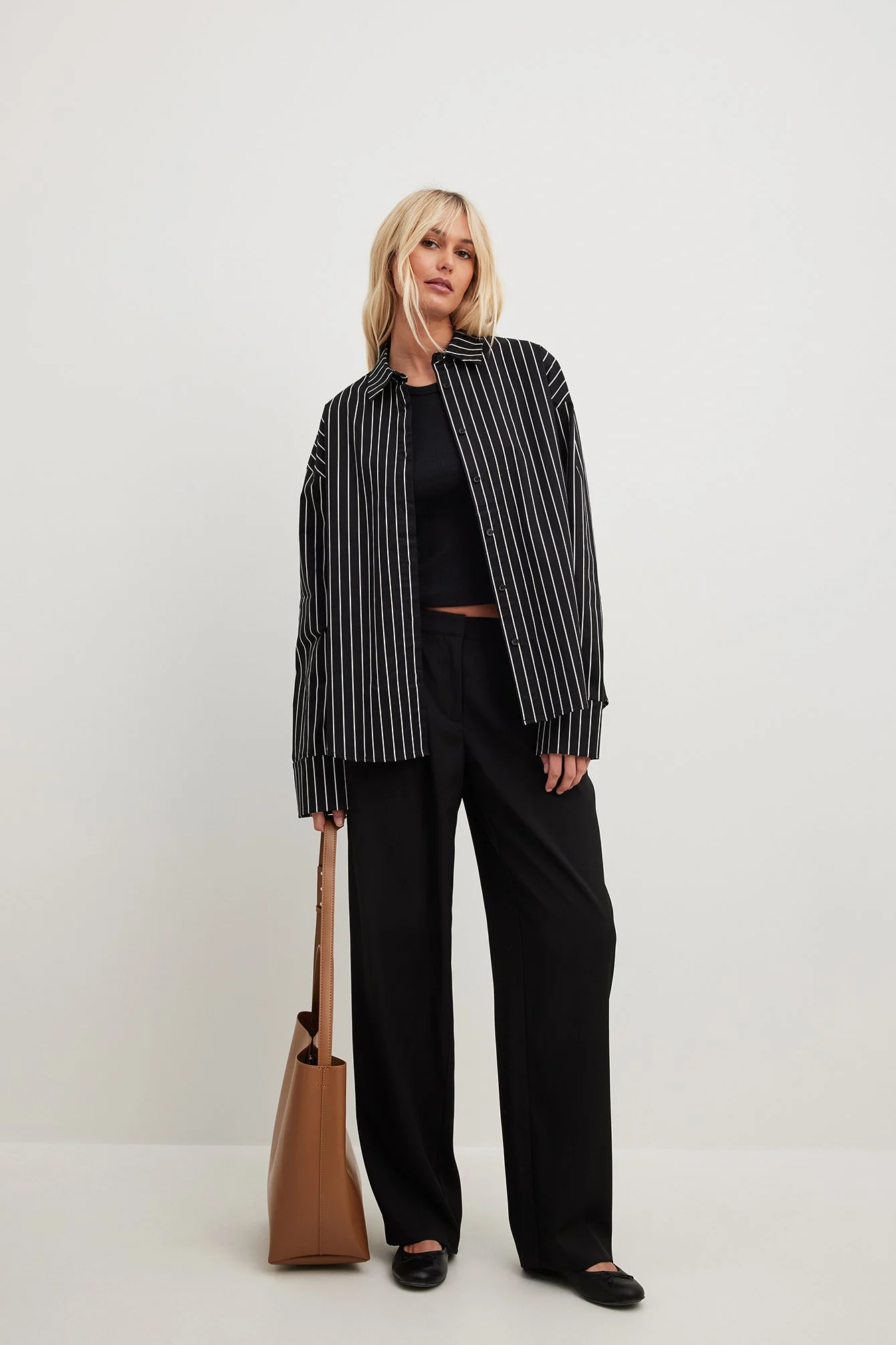 Gestreiftes Oversize-Baumwollhemd