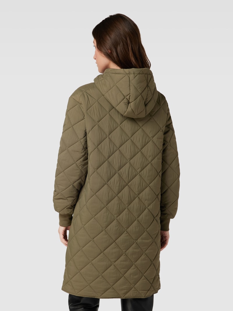 Steppmantel mit Kapuze in khaki