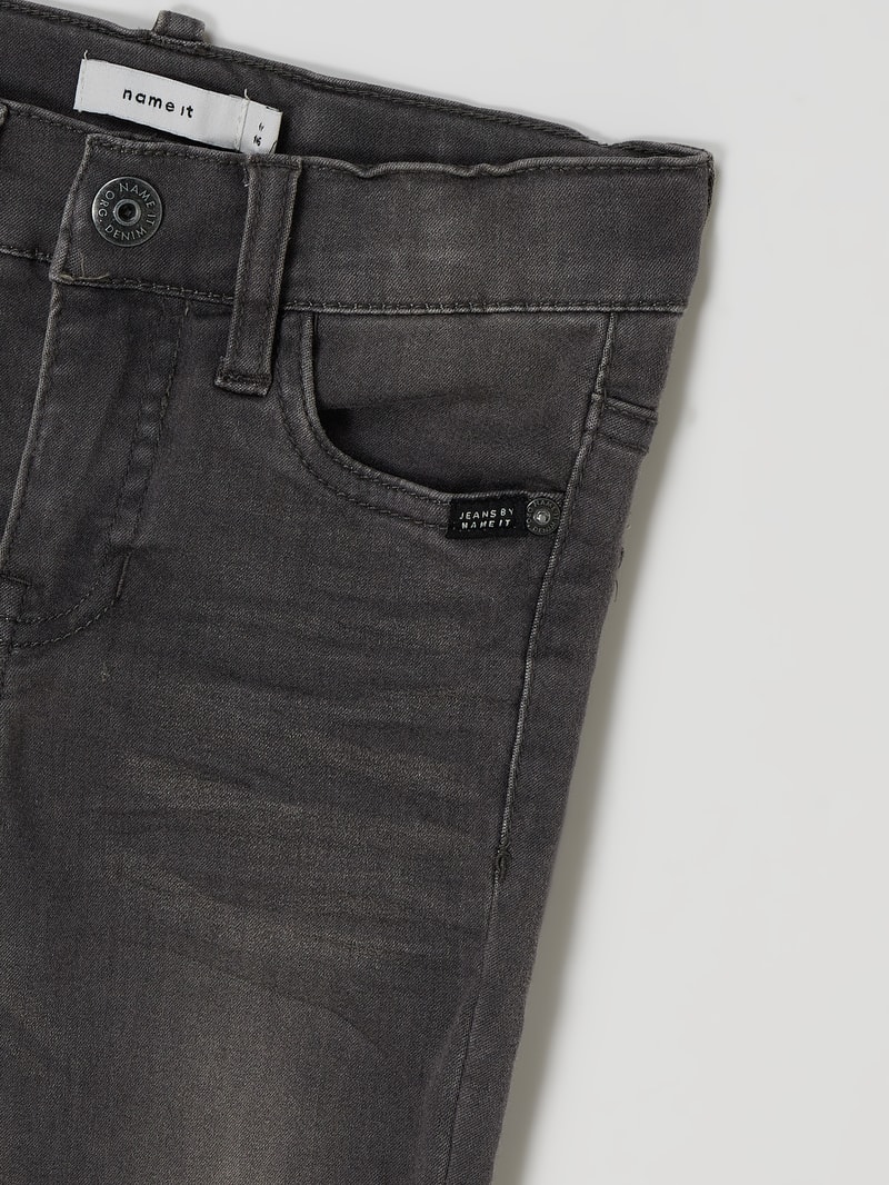 Jeans mit Stretch-Anteil Modell 'Theo' in mittelgrau meliert