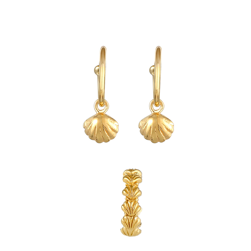 Elli Elli Boucles d'Oreilles Créoles Earcuff Coquillage Été Maritime Trend Blogger  Fe Boucles d'oreilles
