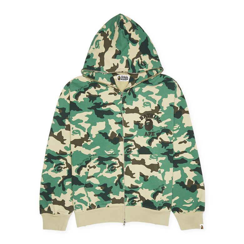 A Bathing Ape Woodland Camo Loose Fit Full Zip Hoodie M olive drab