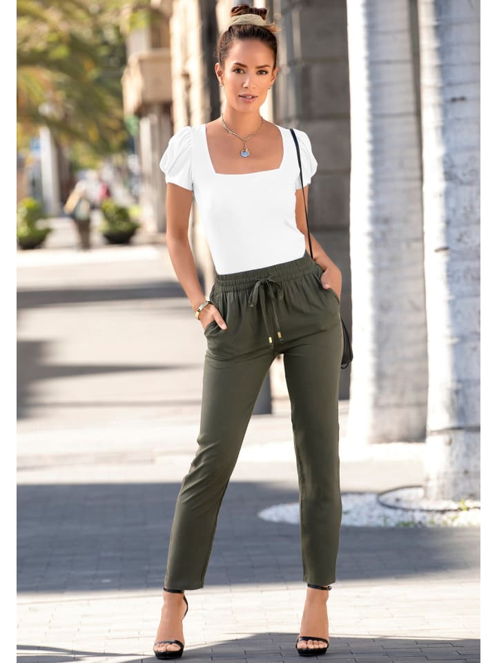 LASCANA Schlupfhose in khaki günstig kaufen