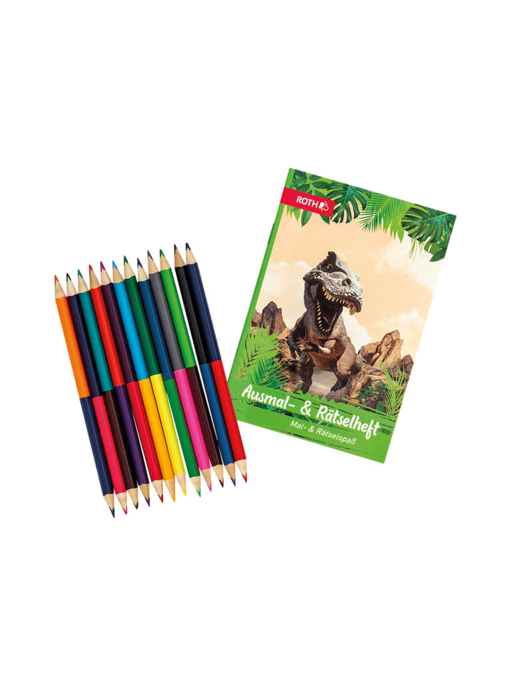 ROTH Set Ausmalbuch mit Buntstiften, Tyrannosaurus in Grün günstig kaufen onesize