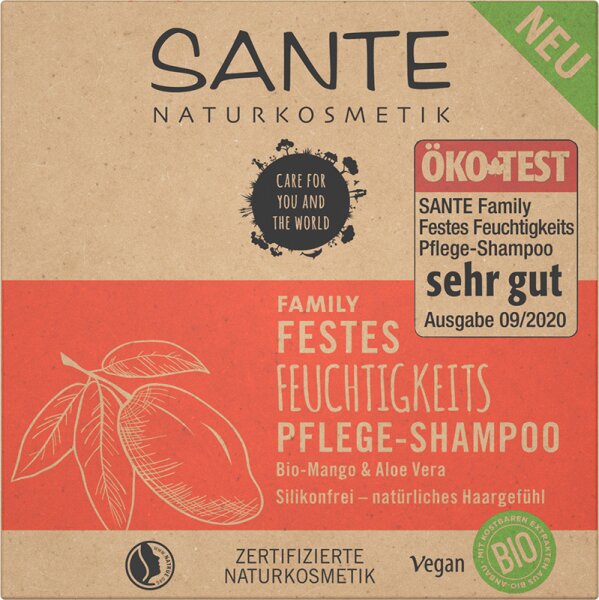 Sante FAMILY Festes Feuchtigkeits Pflege-Shampoo Bio-Mango & Aloe Vera Festes Shampoo