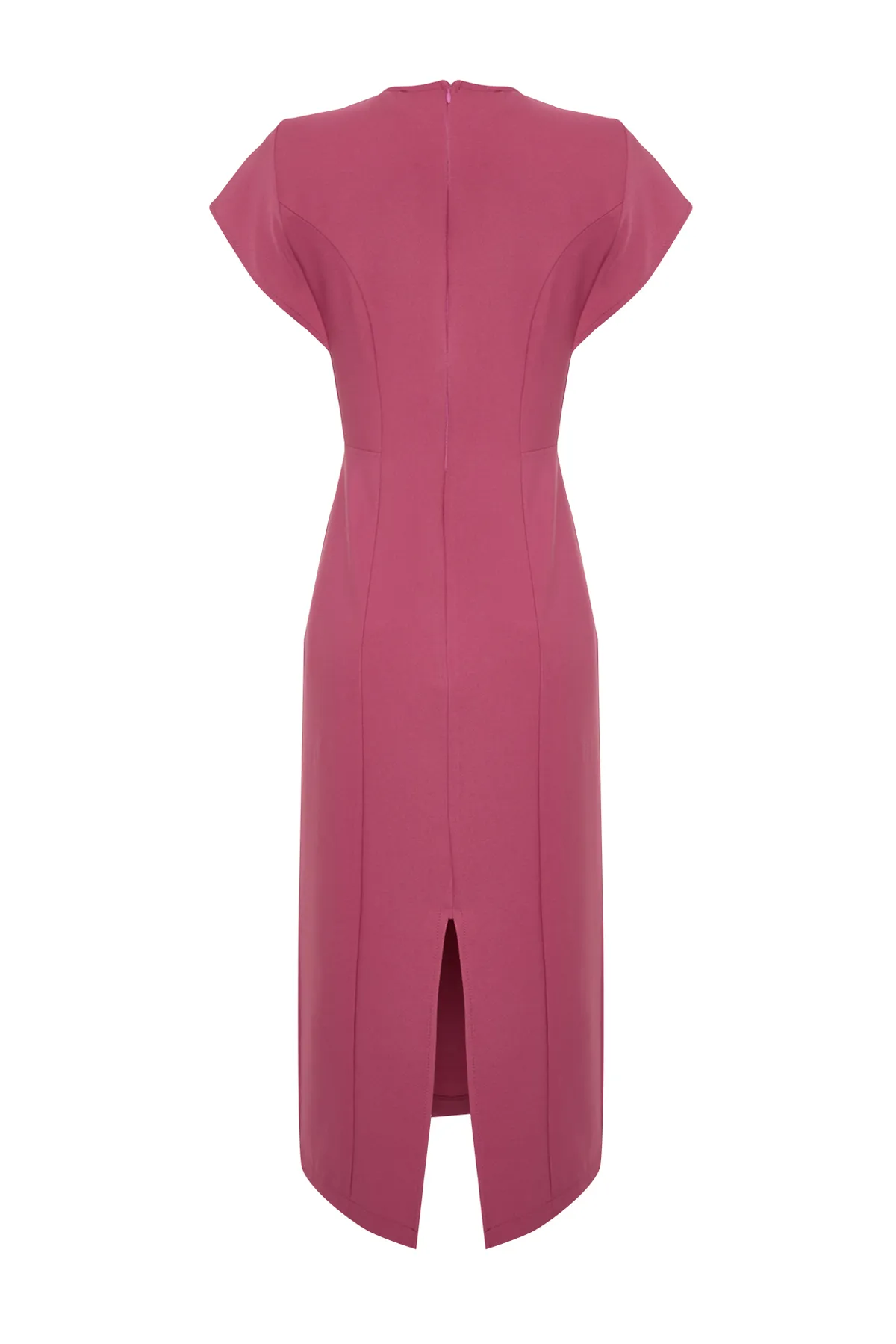Trendyol Collection  Dried Rose Body Wrap Gewebtes Midikleid mit niedrigen Ärmeln und Rundhalsausschnitt TWOSS24EL00608