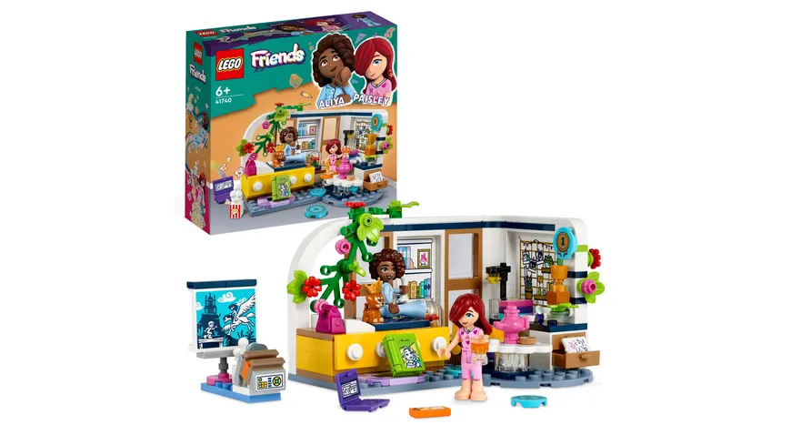 LEGO Friends 41740 Aliyas Zimmer, Mini-Puppen Übernachtung-Spielzeug