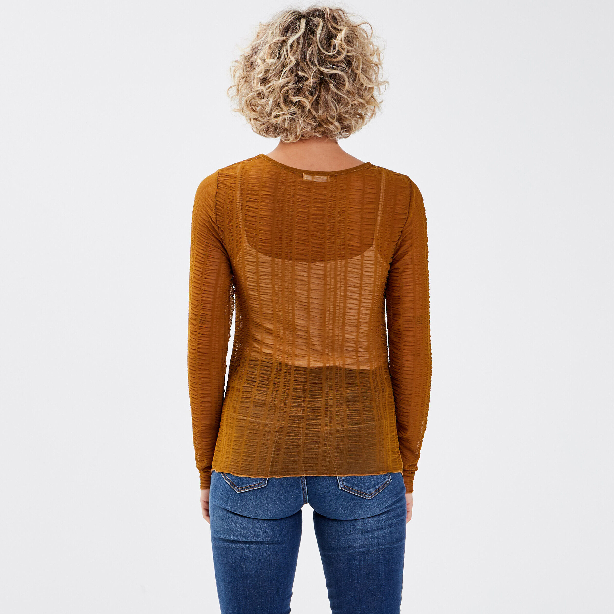 T-shirt manches longues vert olive femme | Cache Cache