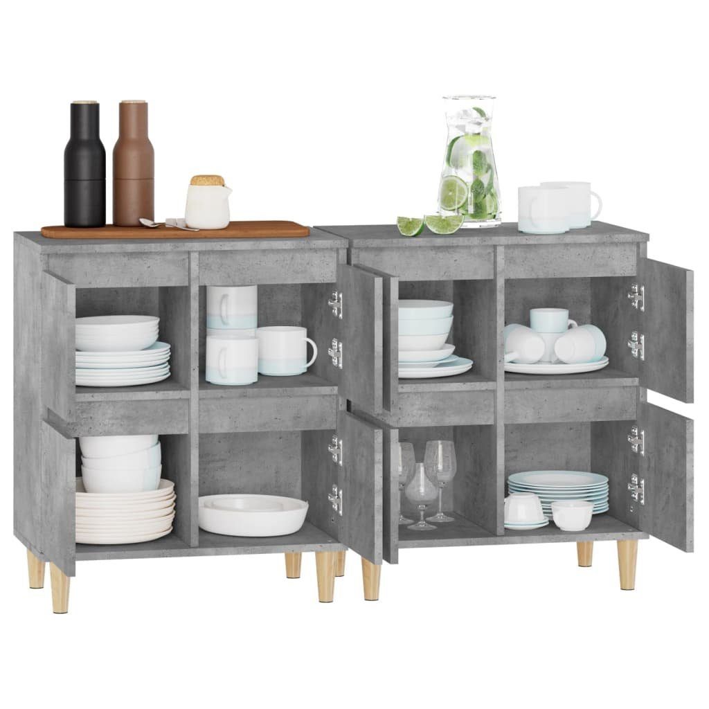 vidaXL Anrichte Sideboards 2 Stk Betongrau 60x35x70 cm Holzwerkstoff Kommode