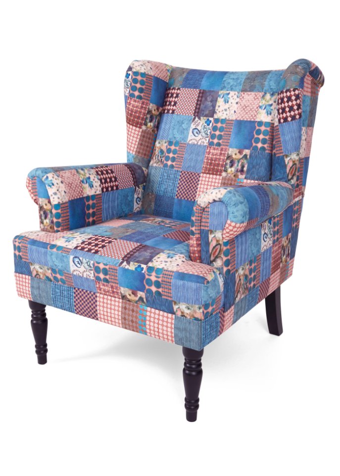 Ohren Sessel mit Patchwork Druck