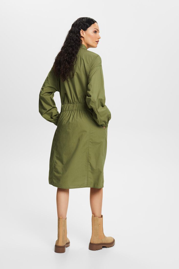 Baumwoll-Hemdblusenkleid mit Bindedetail