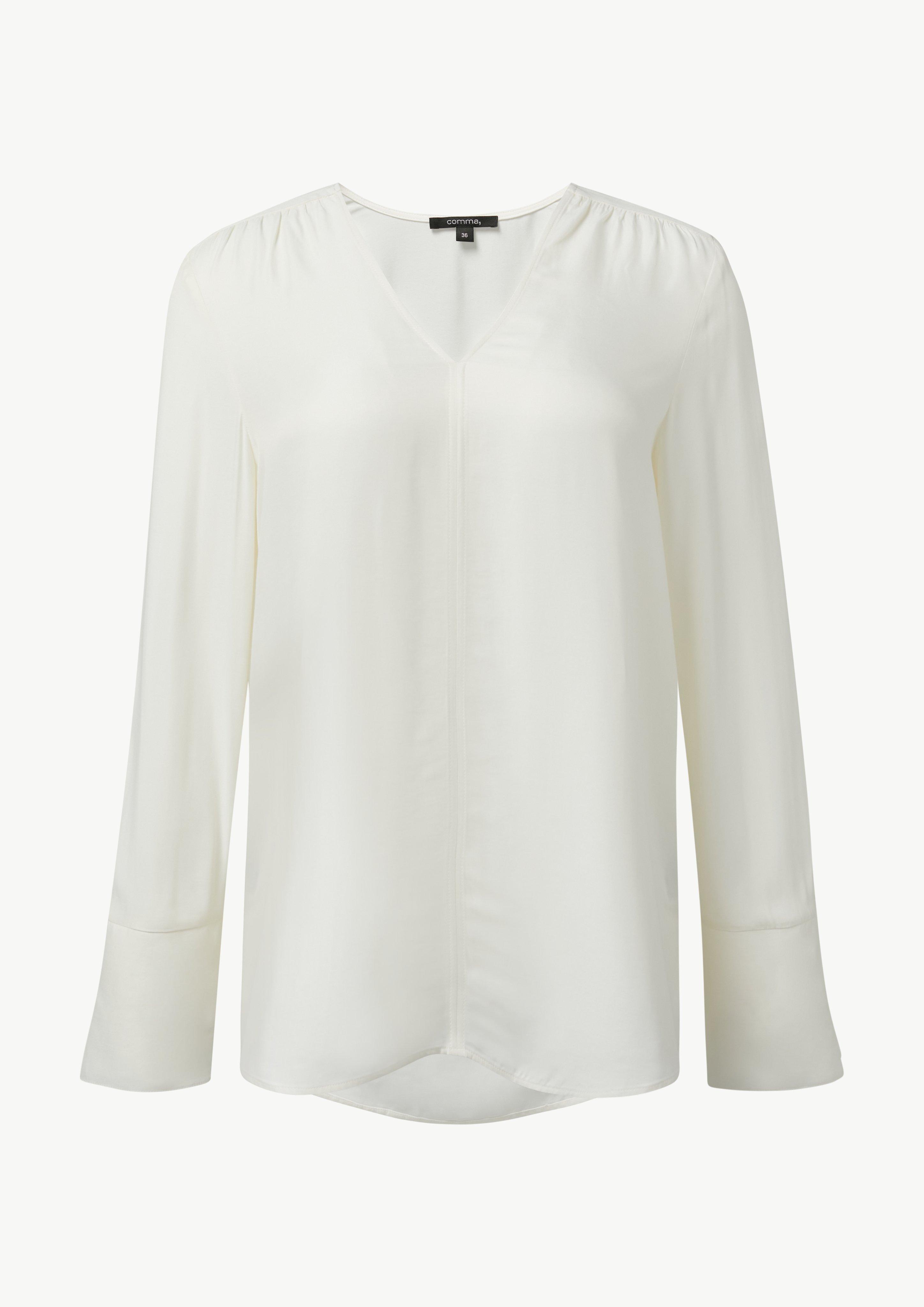 Viskosebluse mit V-Ausschnitt - weiß