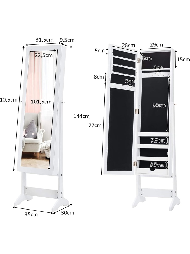 COSTWAY Schmuckschrank in Weiß günstig kaufen onesize