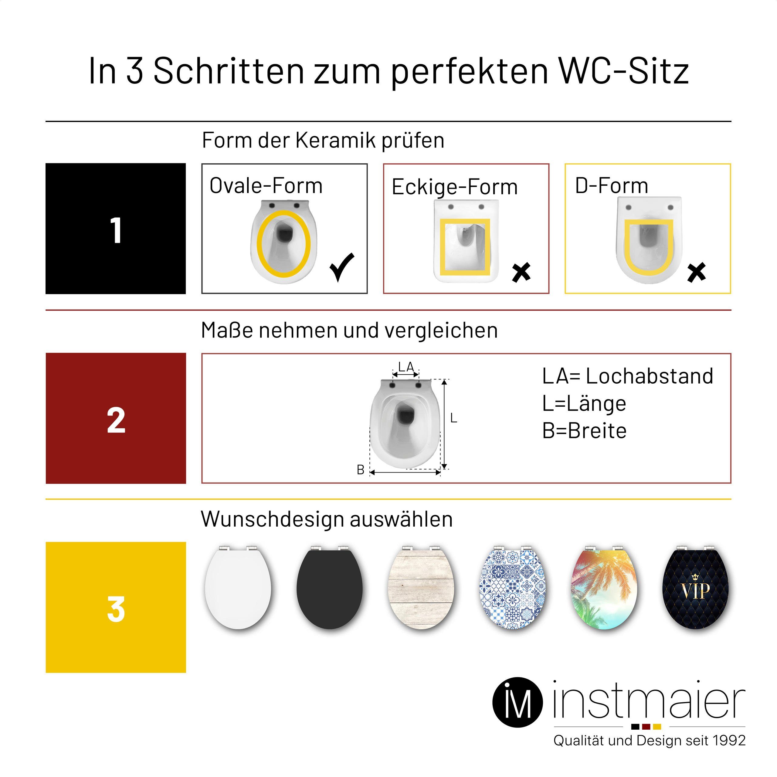 instmaier WC-Sitz Holz Toilettendeckel, Azulejo-Motiv, mit doppelter Absenkautomatik