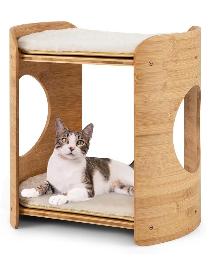 COSTWAY Katzenbett 2 Etagen Bambus 40x33x41cm in Beige günstig kaufen onesize