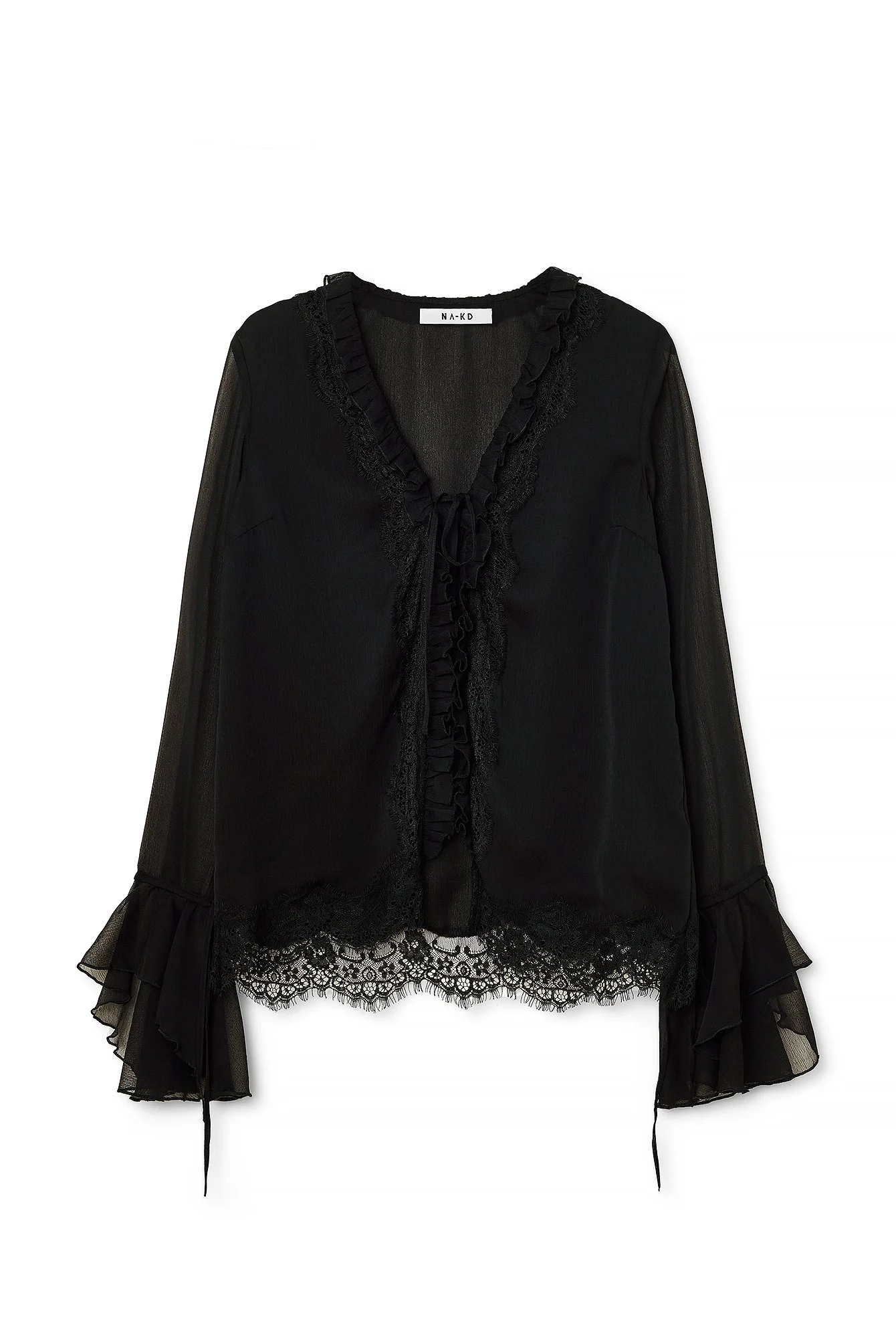 Chiffonbluse mit Spitzenverzierung