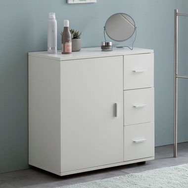 KADIMA DESIGN Badkommode Badezimmerschrank, hoher Stauraum, mattes Weiß, elegante Griffe