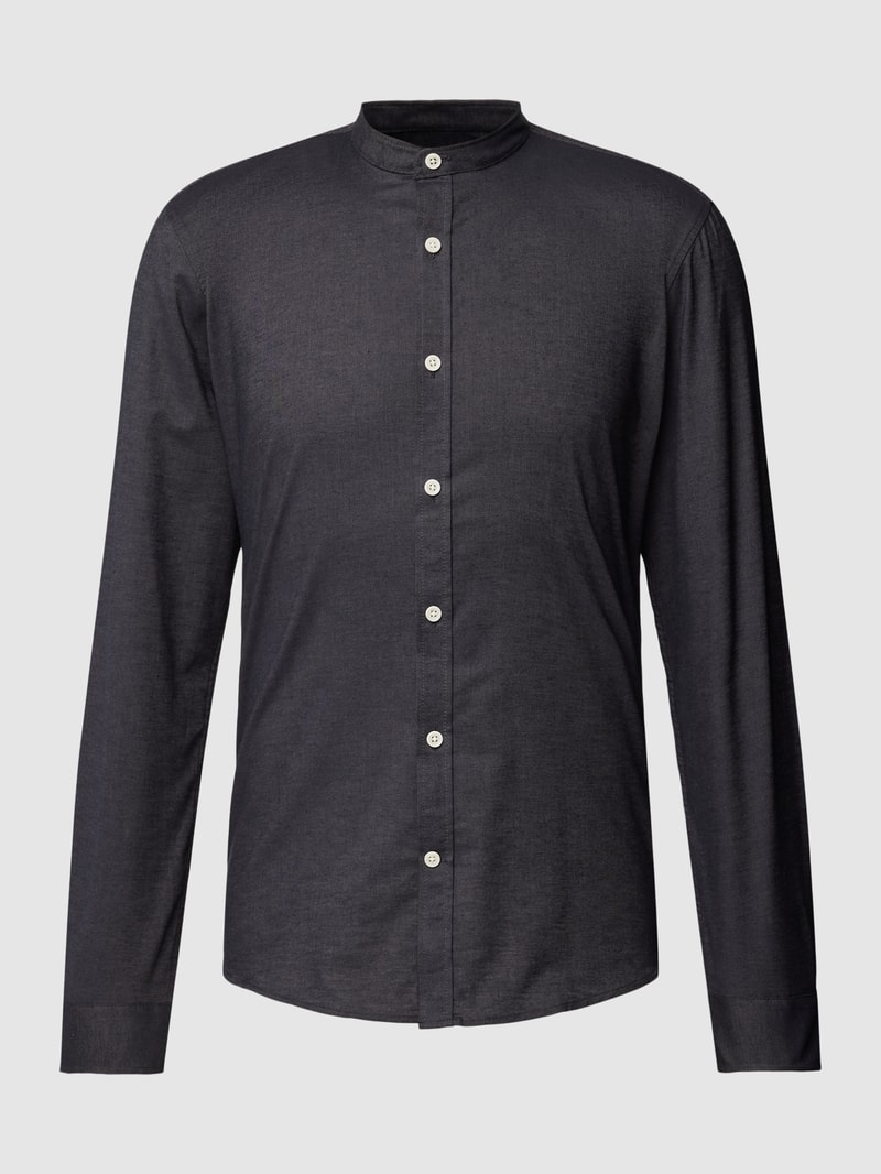 Slim Fit Freizeithemd mit Stehkragen Modell 'Superflex' in anthrazit
