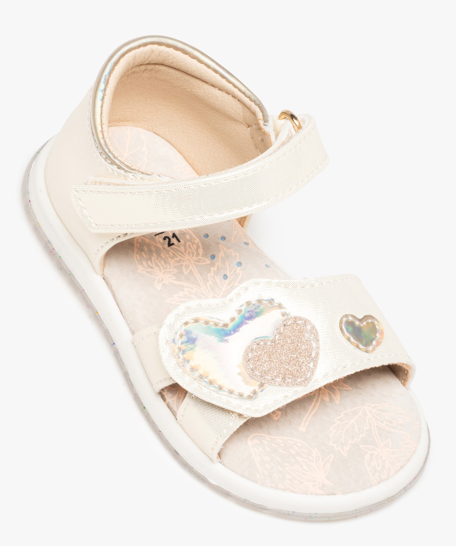 Sandales bébé fille avec motifs coeurs sur le dessus - Beppi or | GEMO