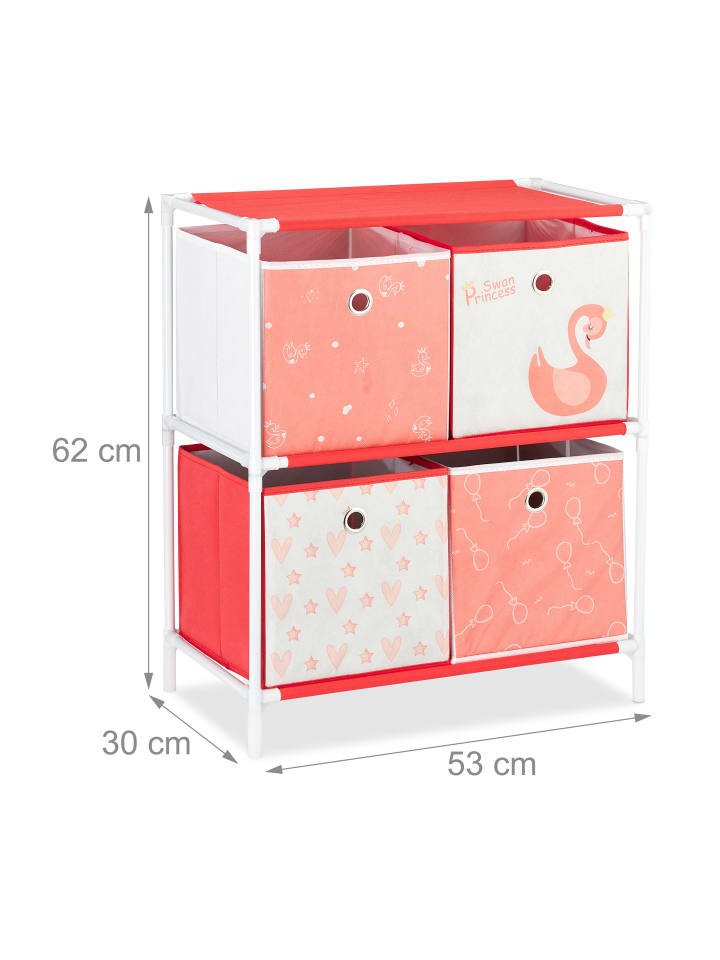 relaxdays Kinderregal Schwan in Weiß/Rot - (B)53 x (H)62 x (T)30 cm günstig kaufen onesize
