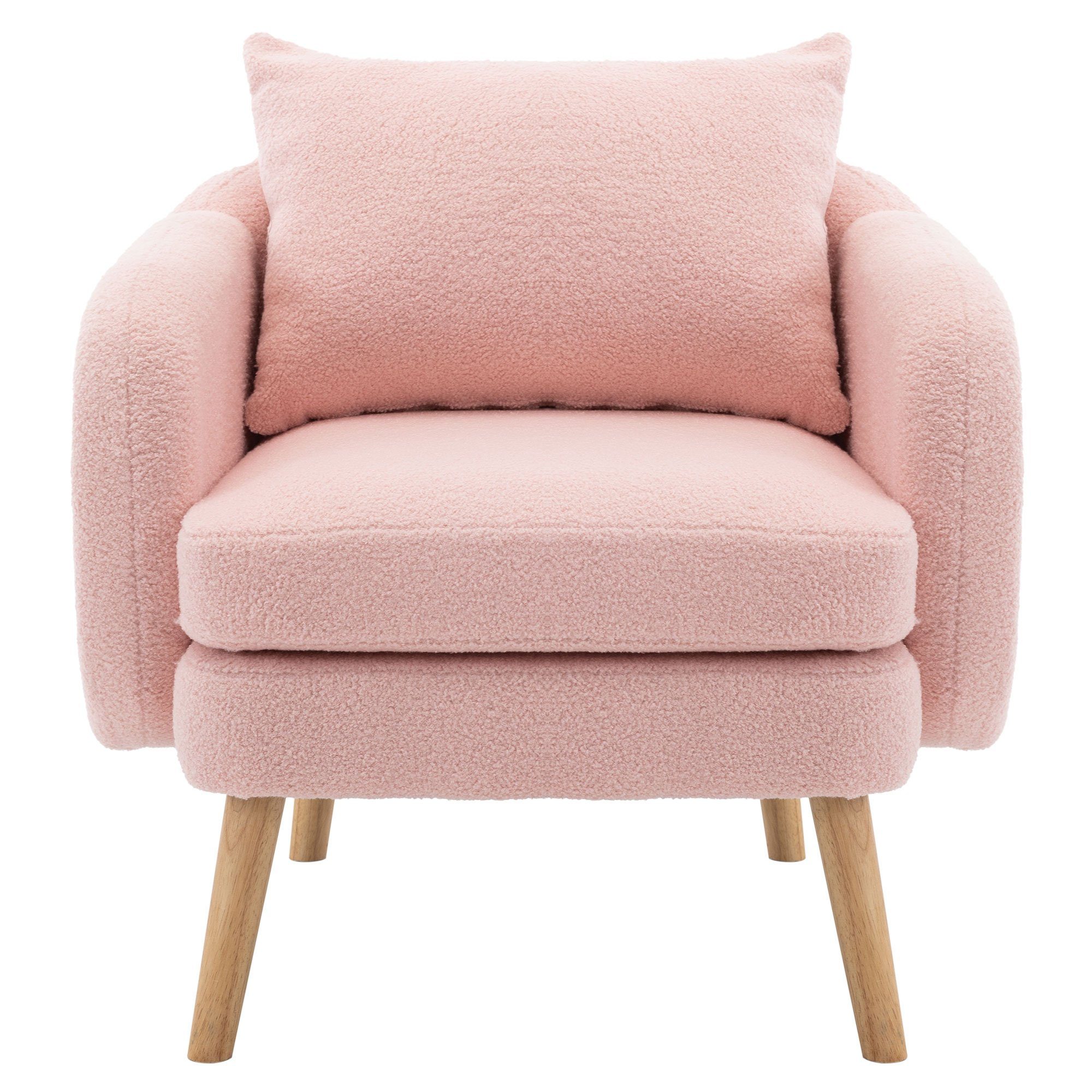KLAM HOME Sessel Ohrensessel, Relaxsessel, Lehnsessel mit super dickes Kissen (Armlehnensessel TV-Sessel bis 150 kg Belastbar), Einzelsofa gepolsterter Ohrensessel mit Massivholz-Bein