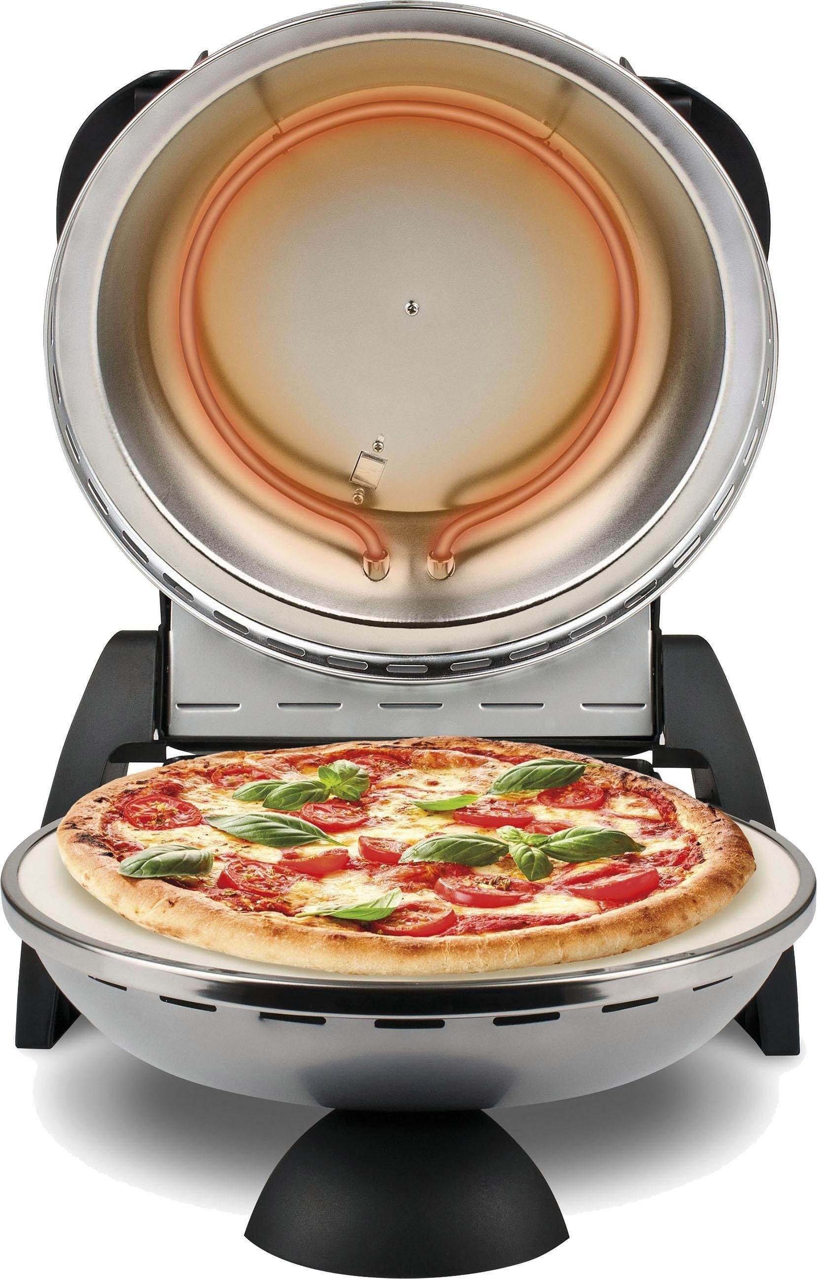 G3Ferrari Pizzaofen Delizia G1000606 silber, bis 400 Grad mit feuerfestem Naturstein
