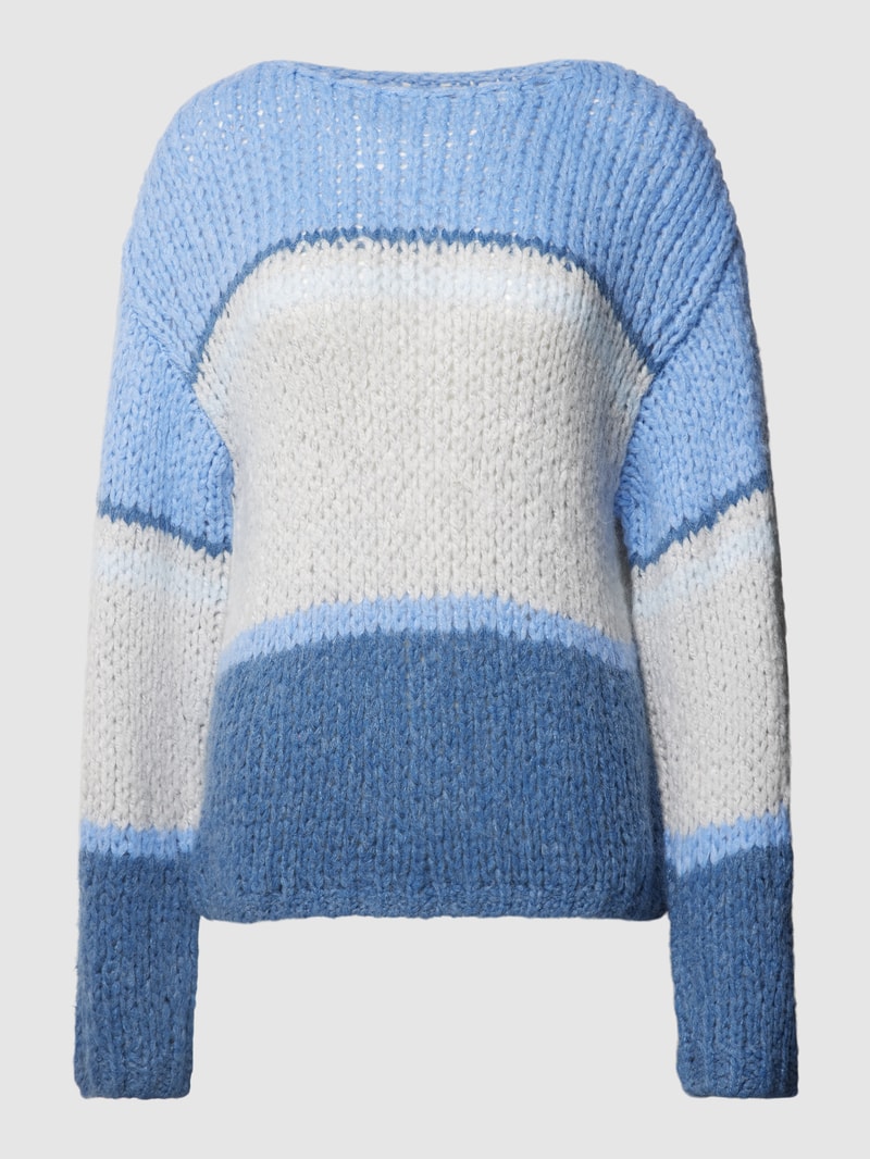 Strickpullover im Colour-Blocking-Design in hellblau
