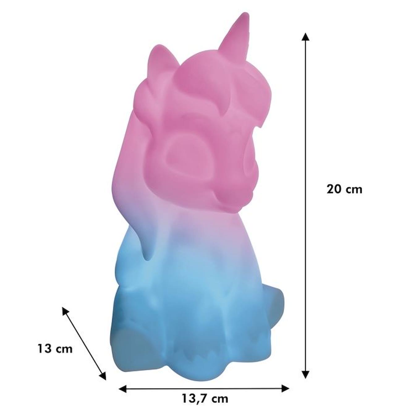 Licorne Veilleuse en 3D env 20 cm avec diffusion lumière en couleurs bleu
