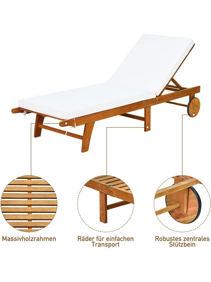 COSTWAY Sonnenliege Holz in Braun günstig kaufen onesize