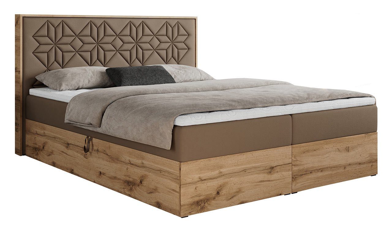 MKS MÖBEL Boxspringbett NESSI, mit Bettkasten, Doppelbett, Multipocket Matratze, hohes Kopfteil