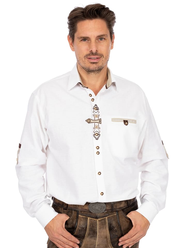 OS-Trachten Trachtenhemd 420037-3003 in weiß günstig kaufen