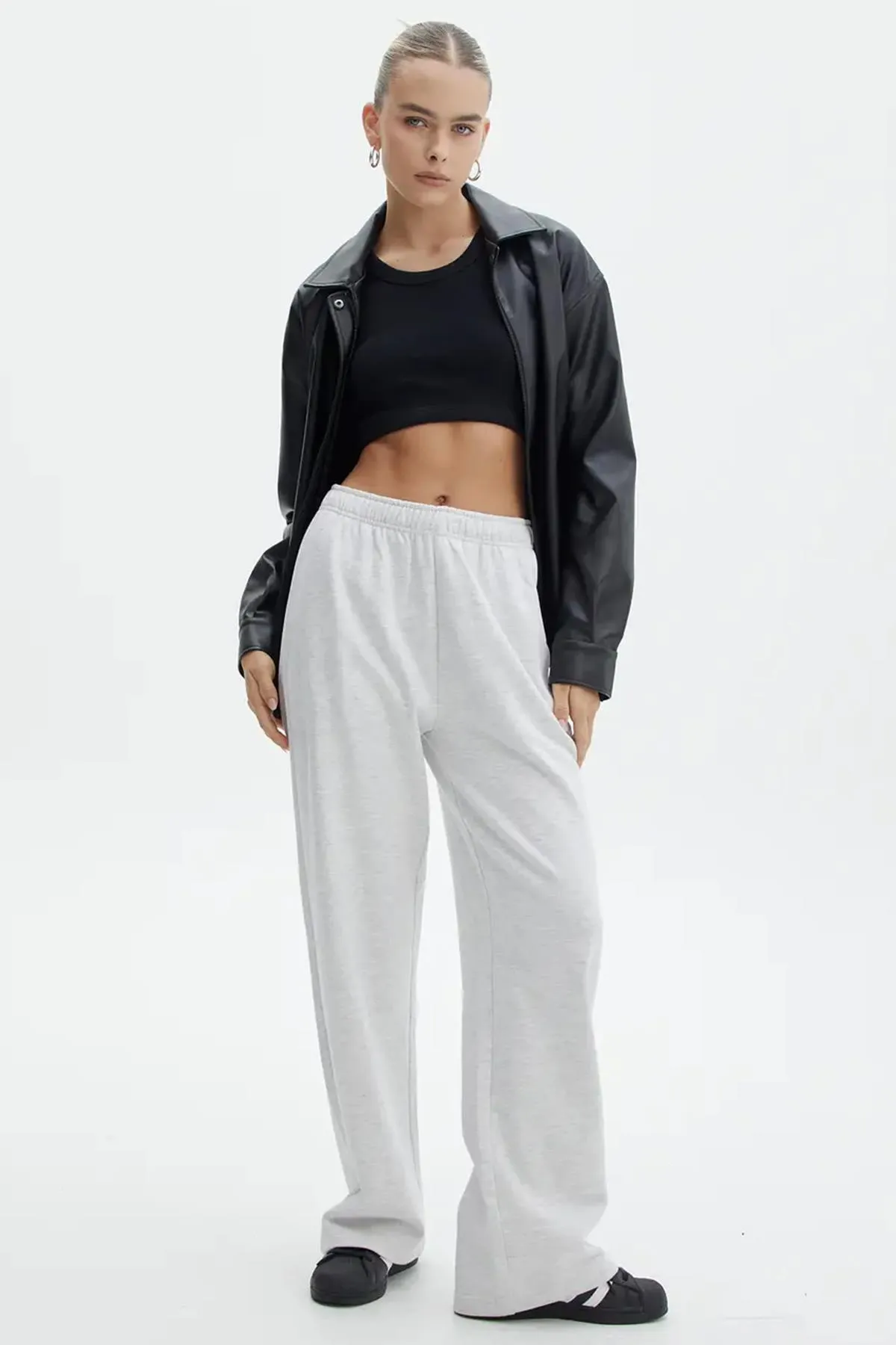Madmext  Graue Basic-Jogginghose mit weitem Bein MG1916