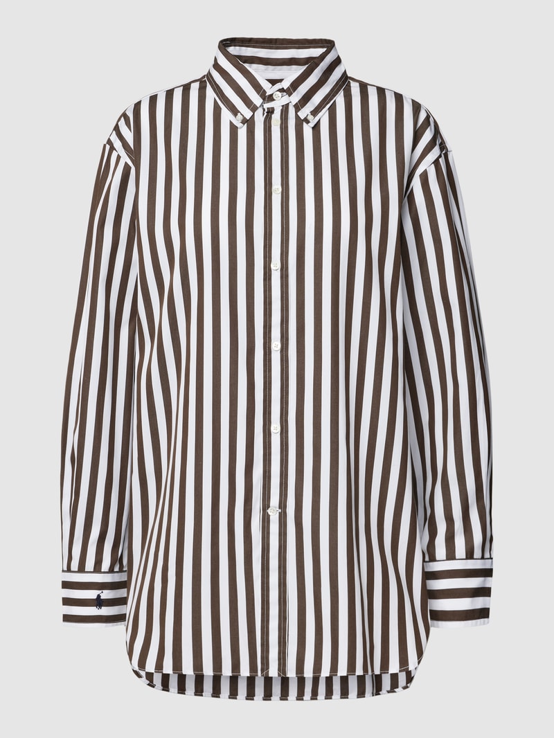 Bluse mit Streifenmuster in hellbraun