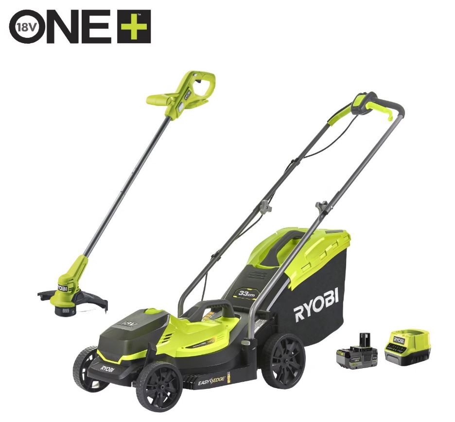Ryobi 5133005885 OLM1833LT23A-140 18V 4Ah Batteridriven gräsklippare + Trimmer-set