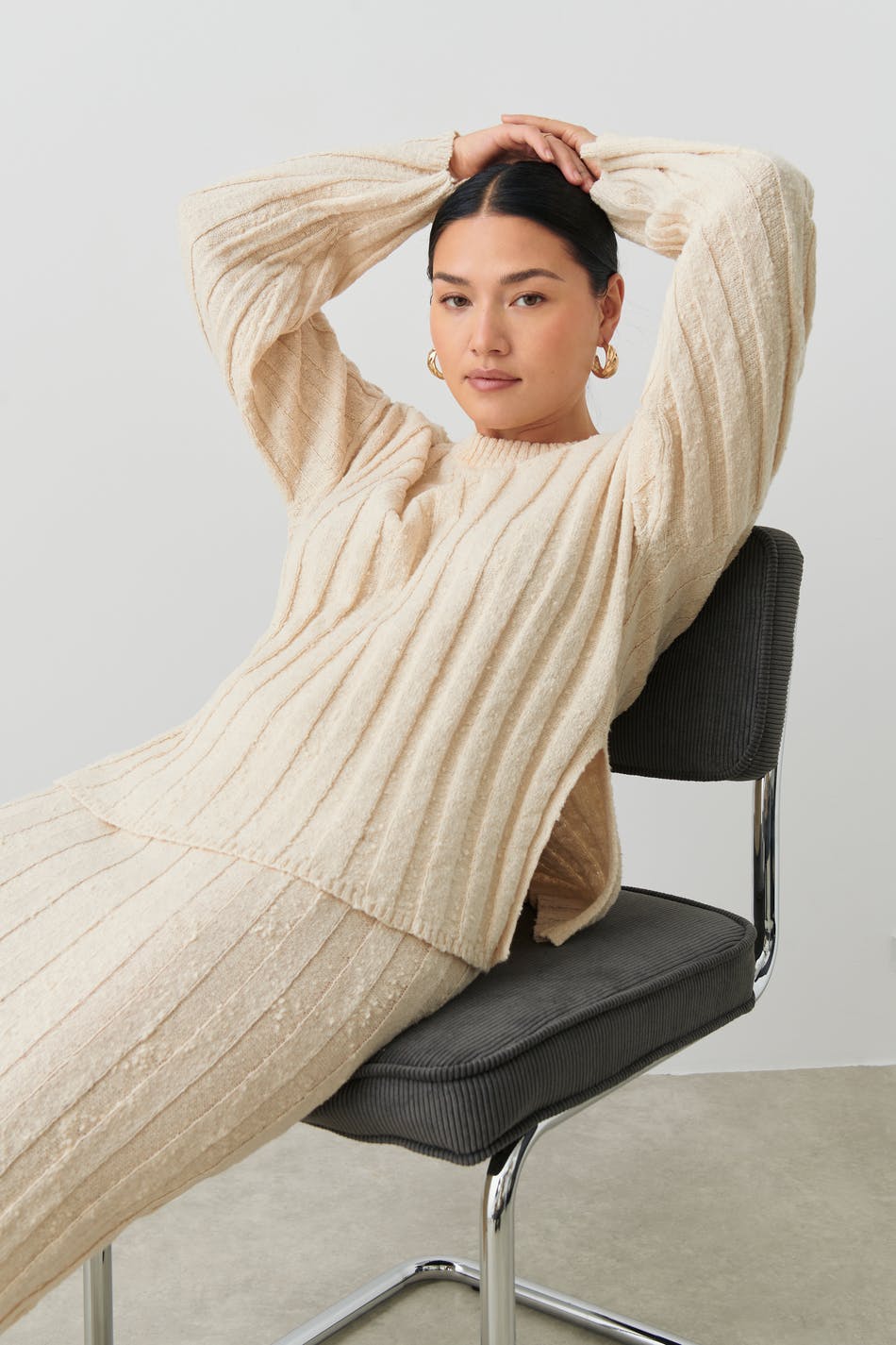 Cotton blend knit sweater