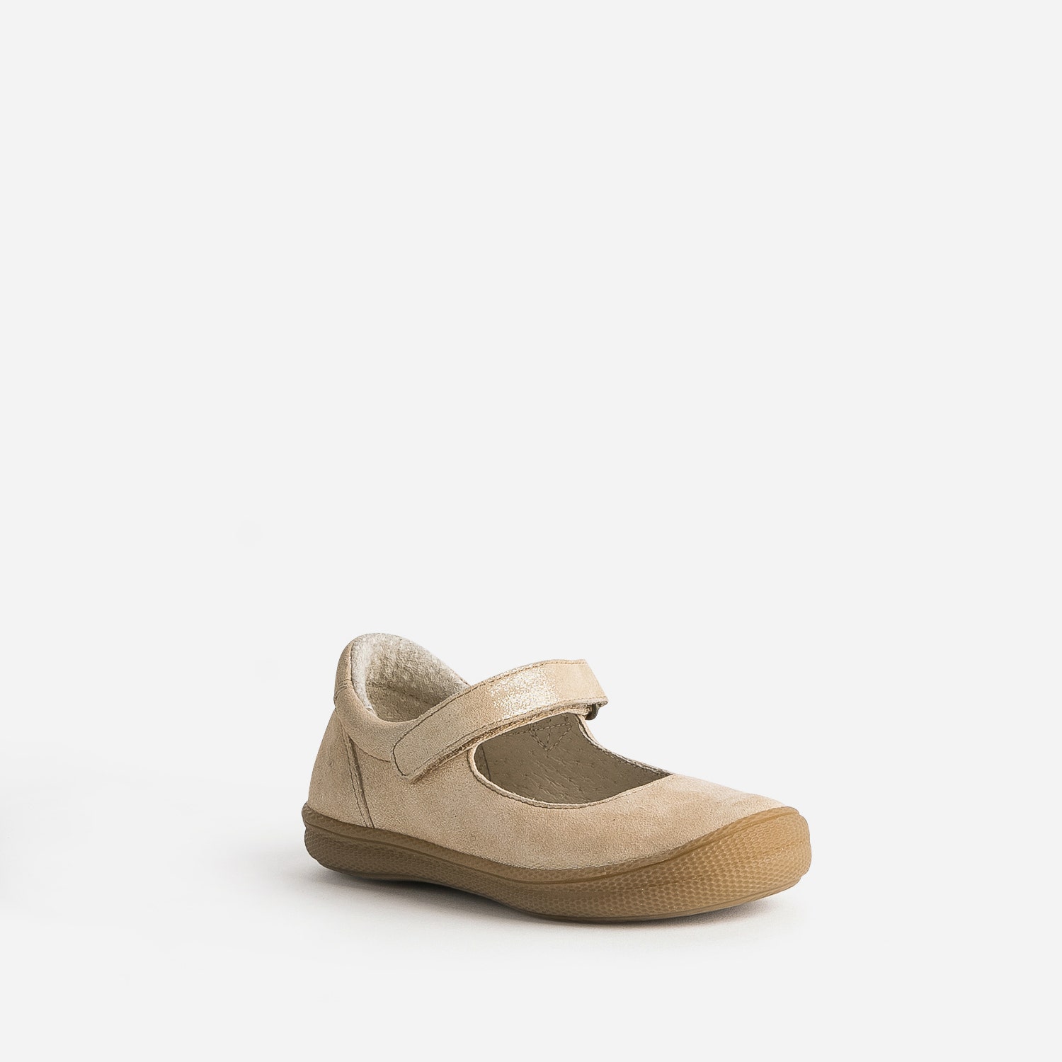 Babies beige en cuir irisé à scratch