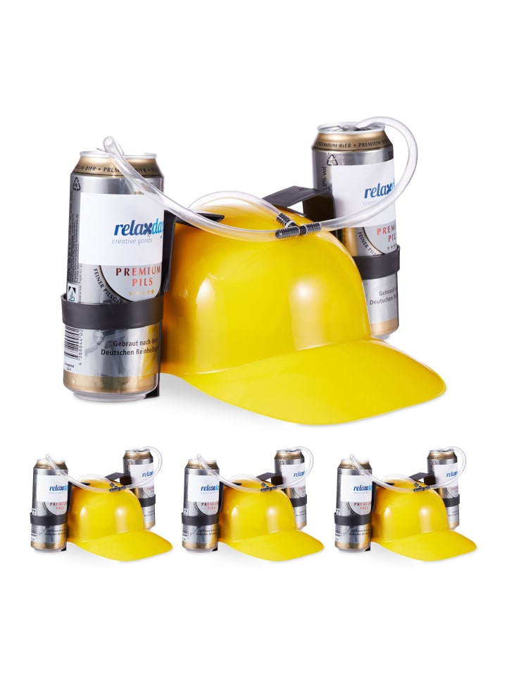 relaxdays 4x Party-Trinkhelm in Gelb günstig kaufen onesize