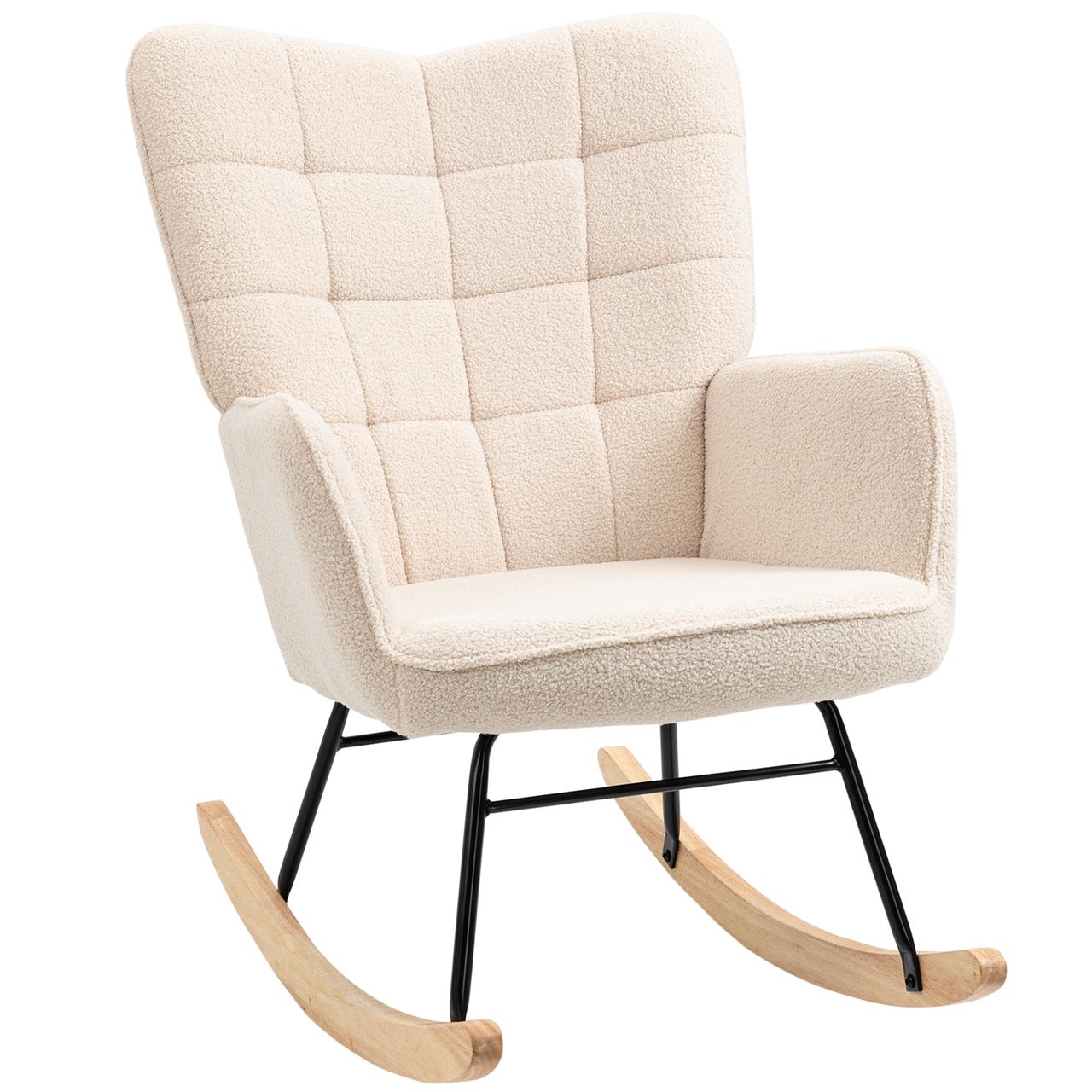 HOMCOM Schaukelstuhl Schwingsessel Akzentstuhl bis 120 kg, Polyester, Beige