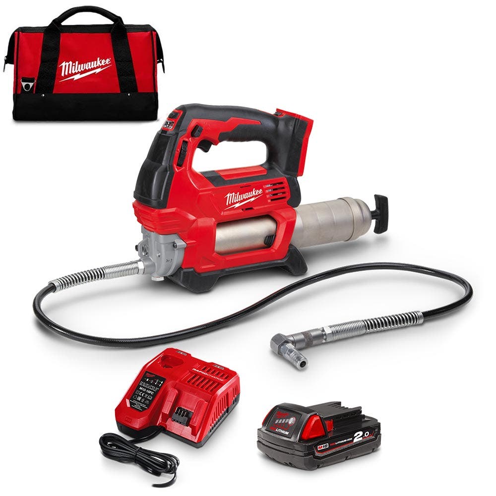 Kit de pistola de graxa MILWAUKEE 18V 1 x 2,0 Ah M18GG-201B