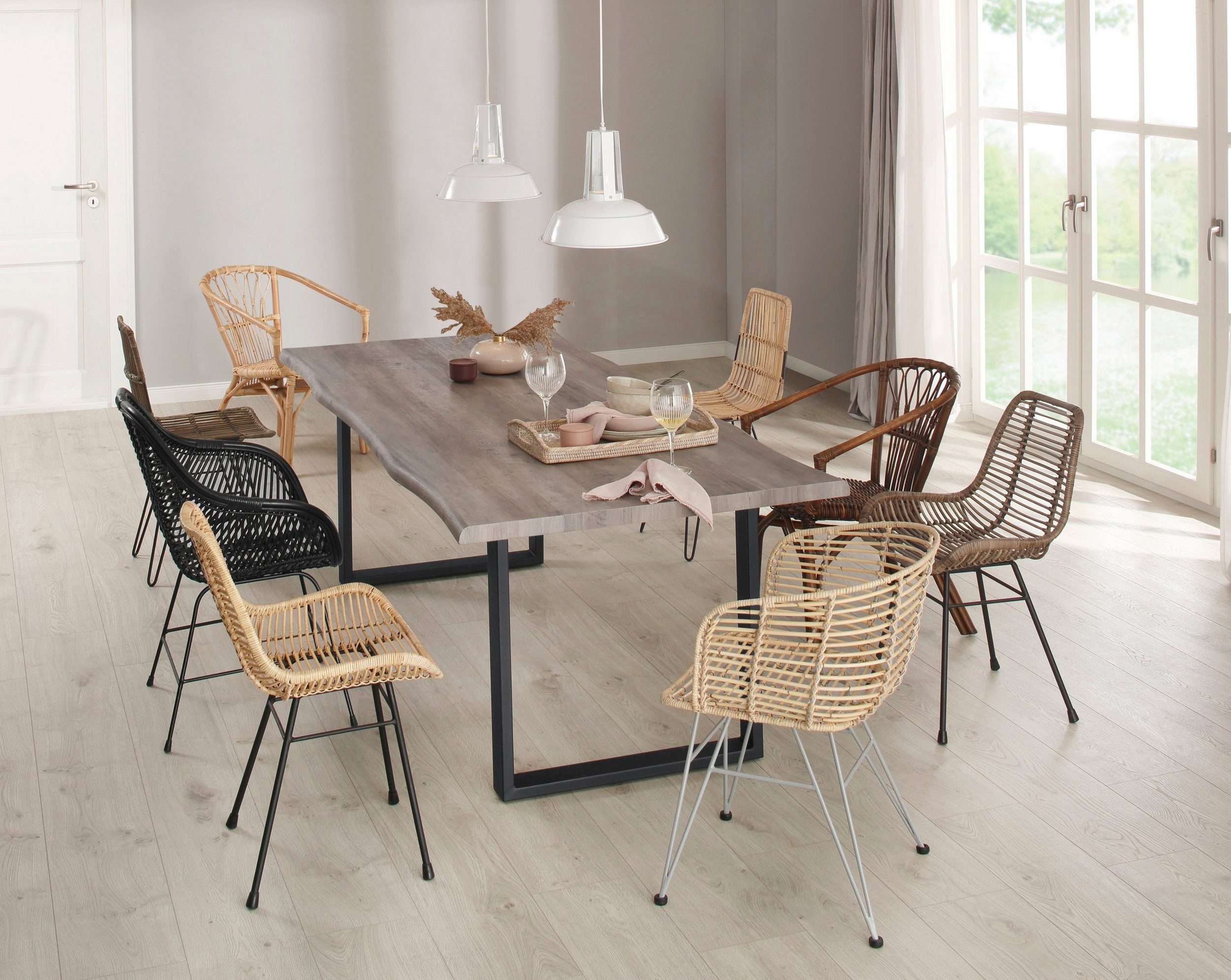 loft24 Rattanstuhl Felicia (2er-Set, 2 St), Esszimmerstühle, SItzhöhe 48 cm