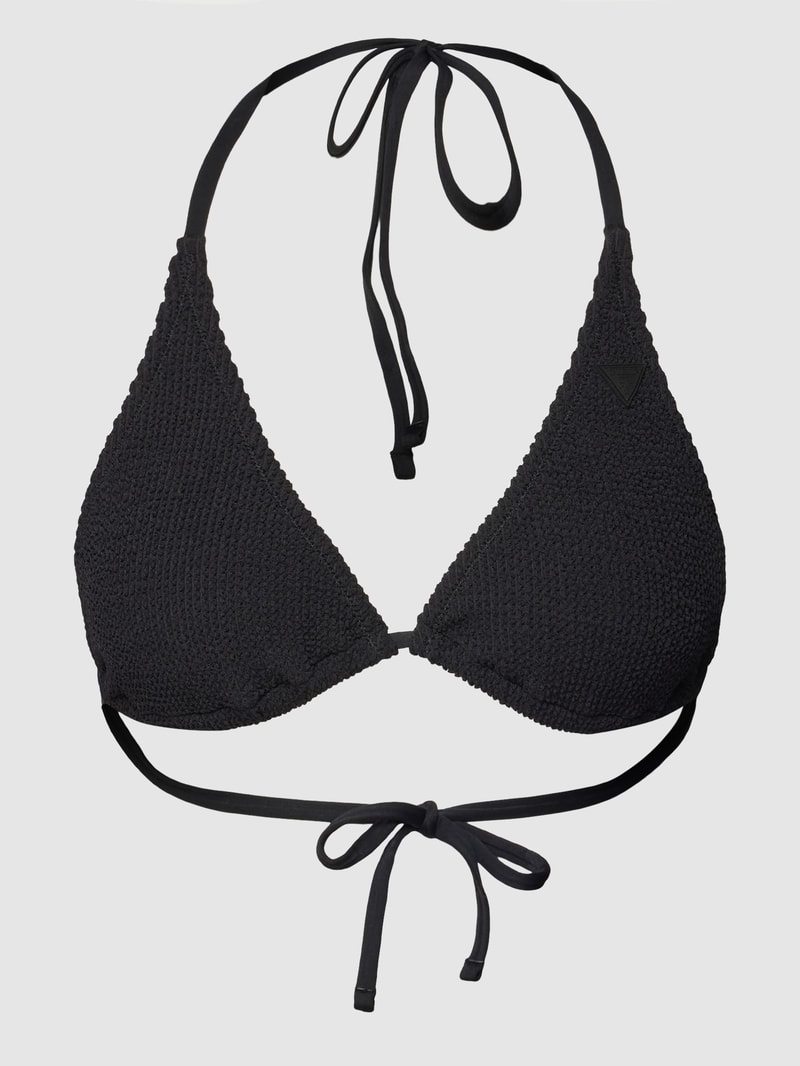 Bikini-Oberteil mit Label-Detail in schwarz